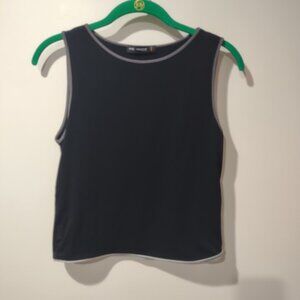 Cop Copine Paris Women's Zippered Hem Black Sleeveless Blouse Medium NEW!